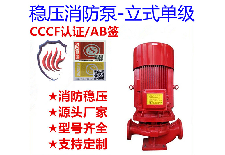 稳压消防泵组单级立式,增压供水设备稳压管道泵,不锈钢增压泵,恒压消防水泵,XBD3.0/1.1W-ISG